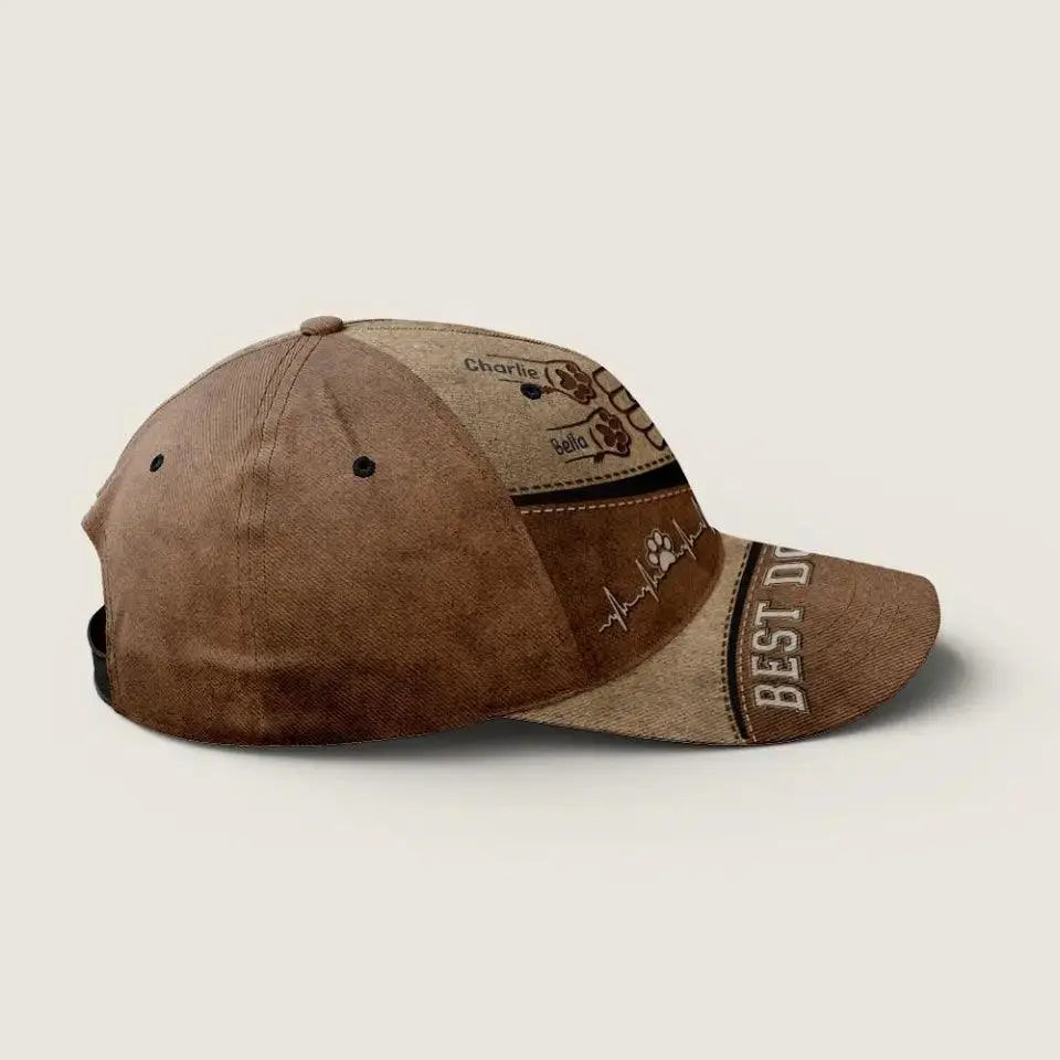 Dogs Leave Paw Prints On Our Hearts - Dog Personalized Custom Hat TeeInBlue