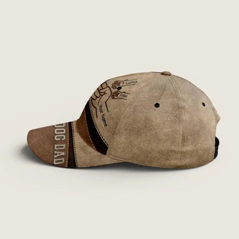 Dogs Leave Paw Prints On Our Hearts - Dog Personalized Custom Hat TeeInBlue
