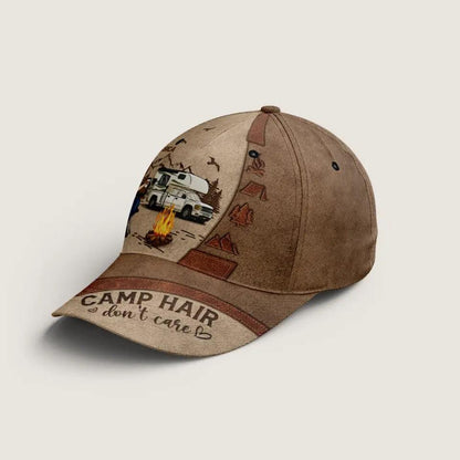 Camp Hair Don't Care - Camping Personalized Custom Hat