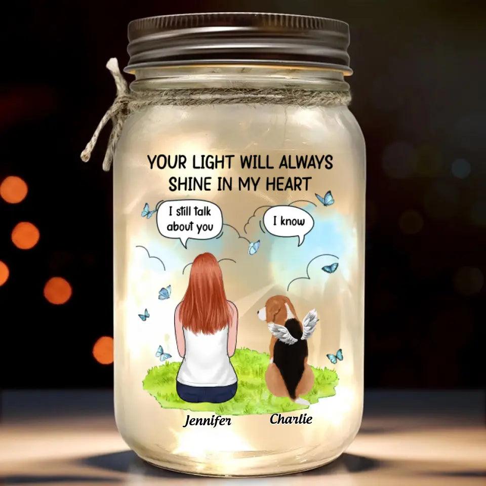 Your Light Will Always Shine In My Heart - Personalized Mason Jar Light