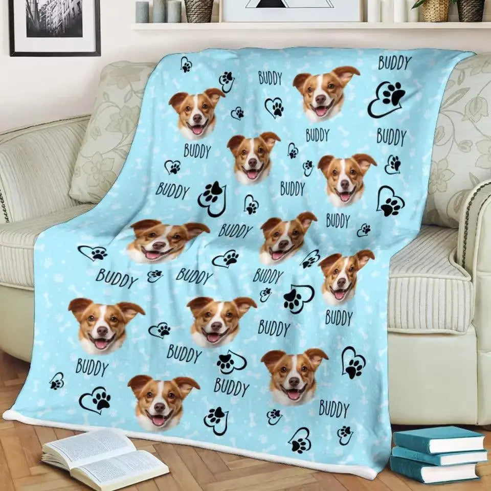 Colorful Upload Pet Image Blanket - Gift For Dog Lovers TeeInBlue
