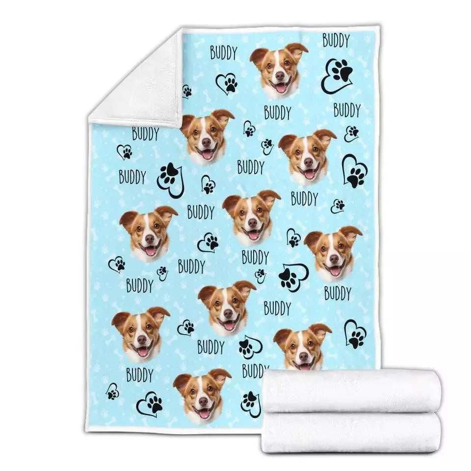 Colorful Upload Pet Image Blanket - Gift For Dog Lovers TeeInBlue