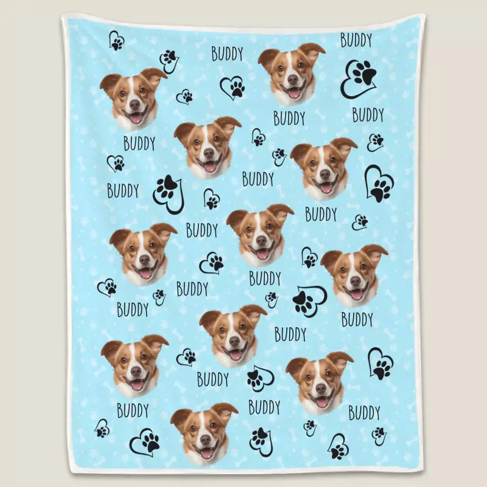 Colorful Upload Pet Image Blanket - Gift For Dog Lovers TeeInBlue
