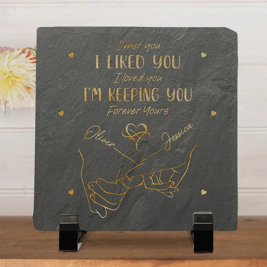 My Heart Is Perfect Because You Are Inside - Couple Personalized Custom Square Shaped Stone With Stand