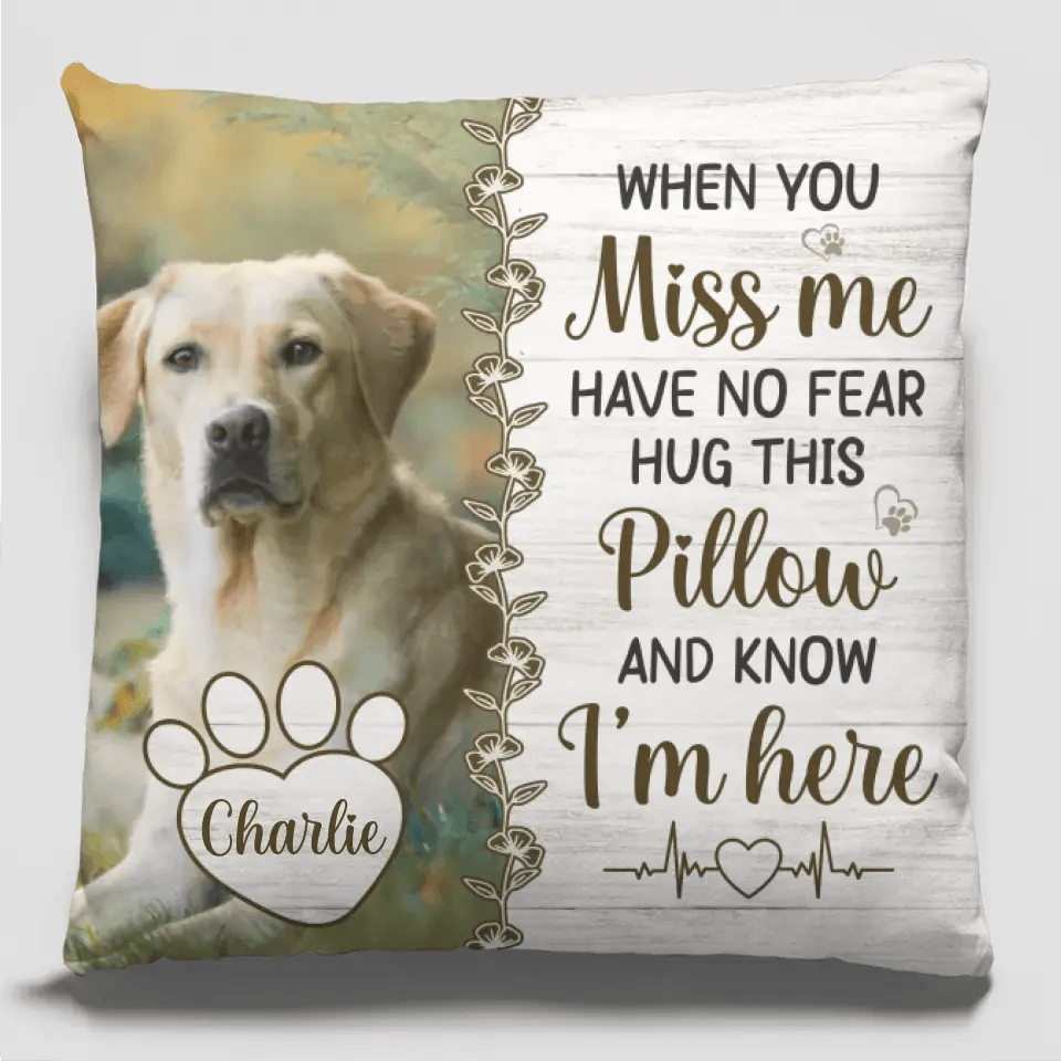 Custom Photo Hug This Pillow Then You Know I'm Here - Memorial Personalized Custom Pillow