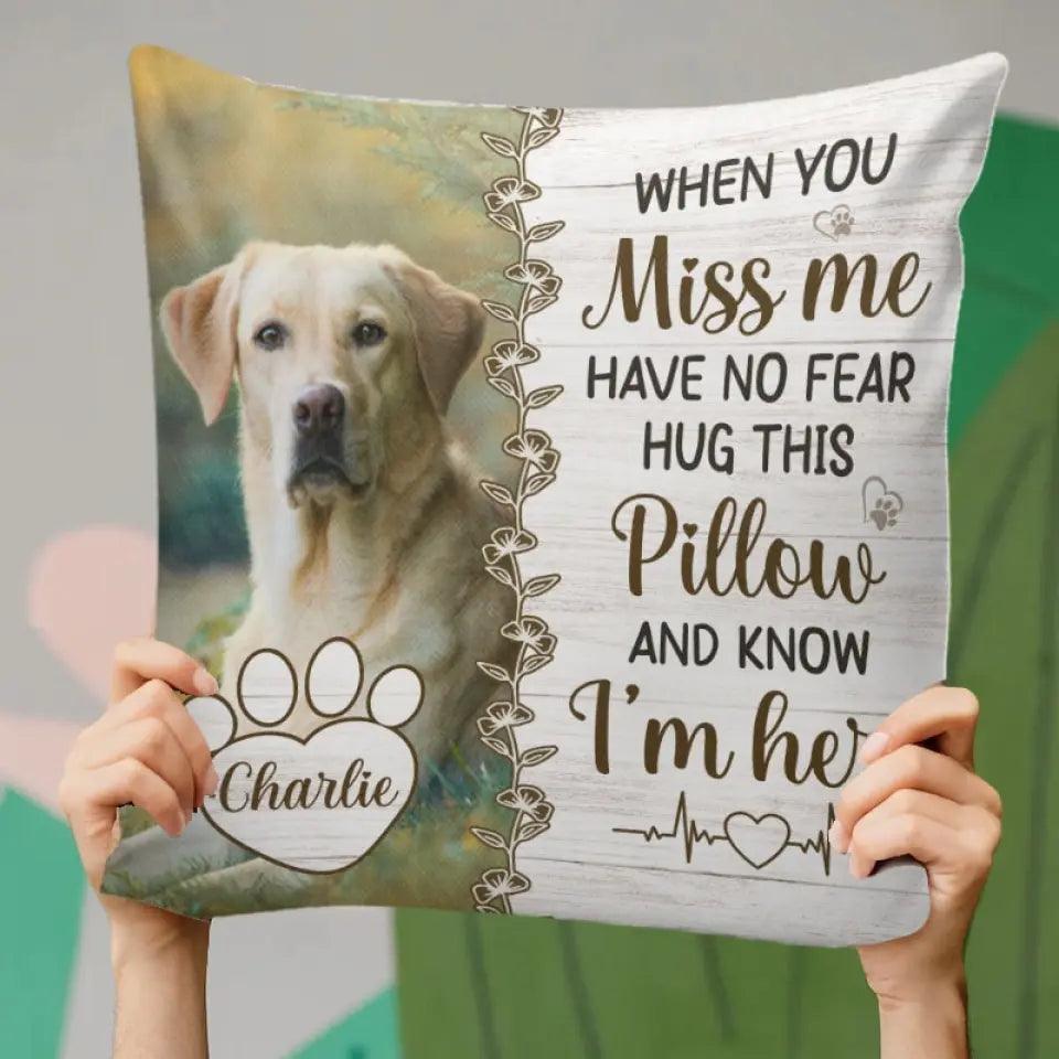 Custom Photo Hug This Pillow Then You Know I'm Here - Memorial Personalized Custom Pillow