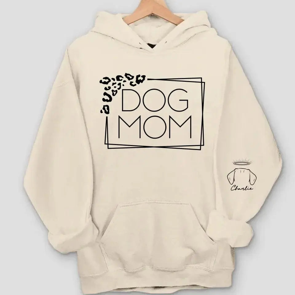 Dog Mom Leopard Print Custom Unisex Sweatshirt with Sleeve Design – Personalized Gift for Pet Lovers, Pet Owners – Cozy, Stylish, Unique Gift for Dog Moms – Premium Custom Sweatshirt Dreamship