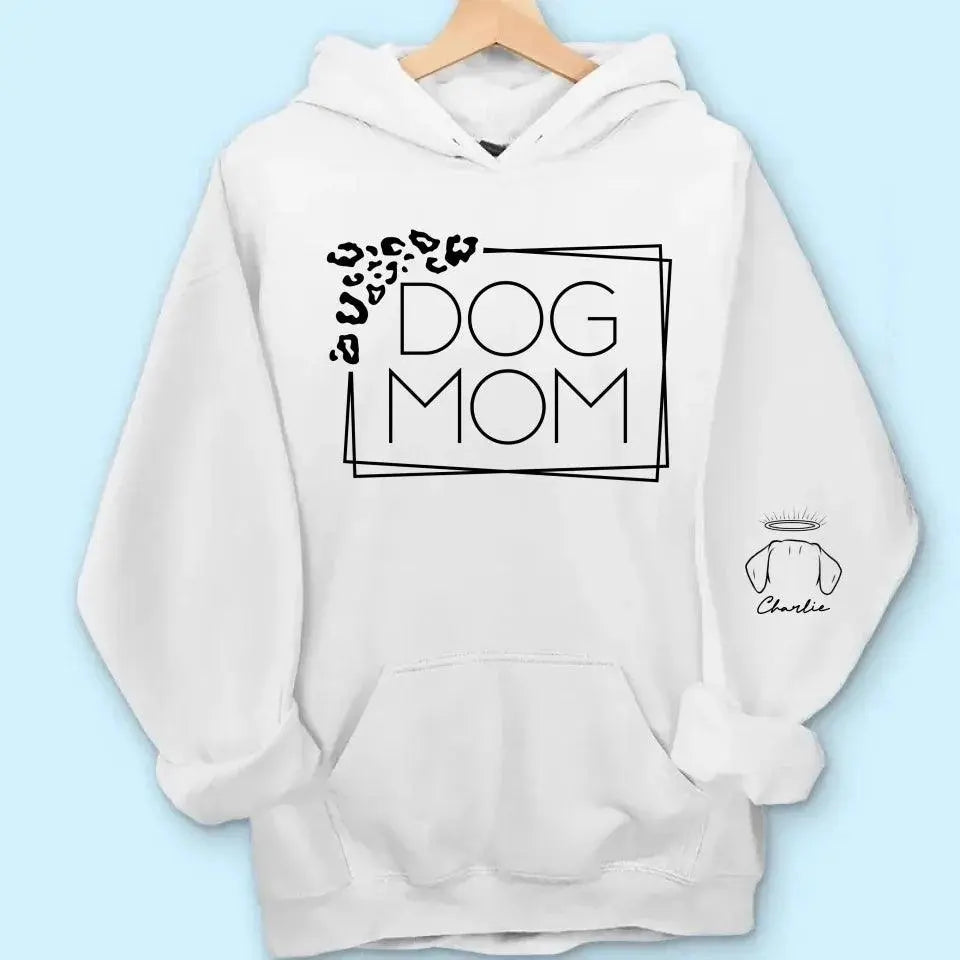 Dog Mom Leopard Print Custom Unisex Sweatshirt with Sleeve Design – Personalized Gift for Pet Lovers, Pet Owners – Cozy, Stylish, Unique Gift for Dog Moms – Premium Custom Sweatshirt Dreamship