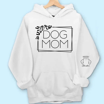 Dog Mom Leopard Print Custom Unisex Sweatshirt with Sleeve Design – Personalized Gift for Pet Lovers, Pet Owners – Cozy, Stylish, Unique Gift for Dog Moms – Premium Custom Sweatshirt