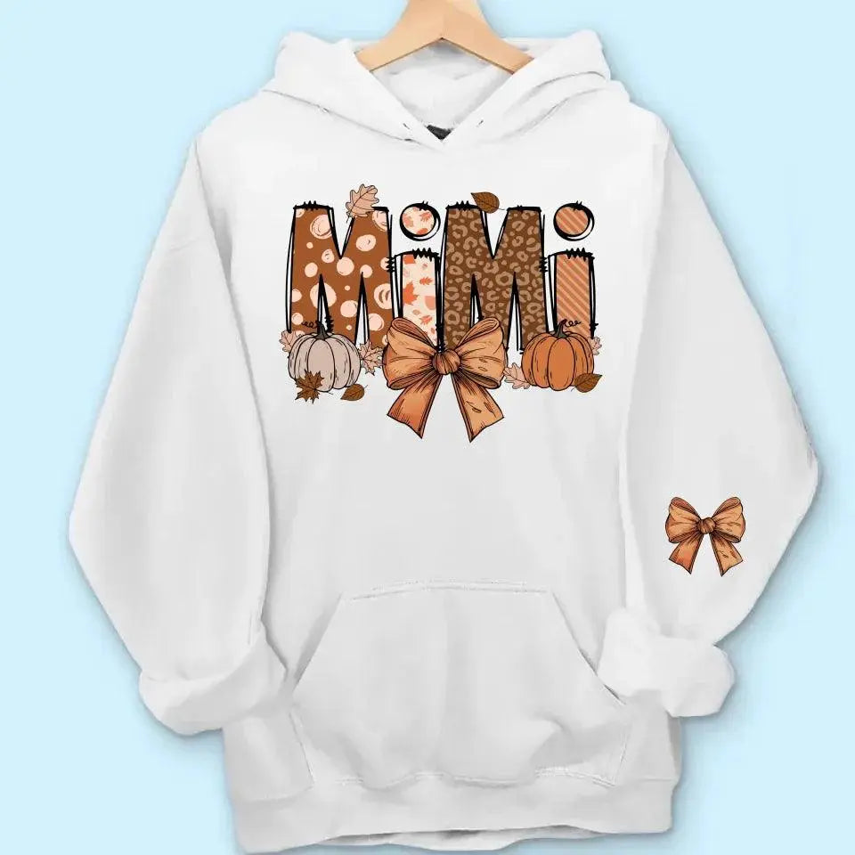Custom Fall Nana, Mimi, Gigi Sweatshirt & Hoodie – Personalized with Grandchildren's Names on Sleeves Dreamship