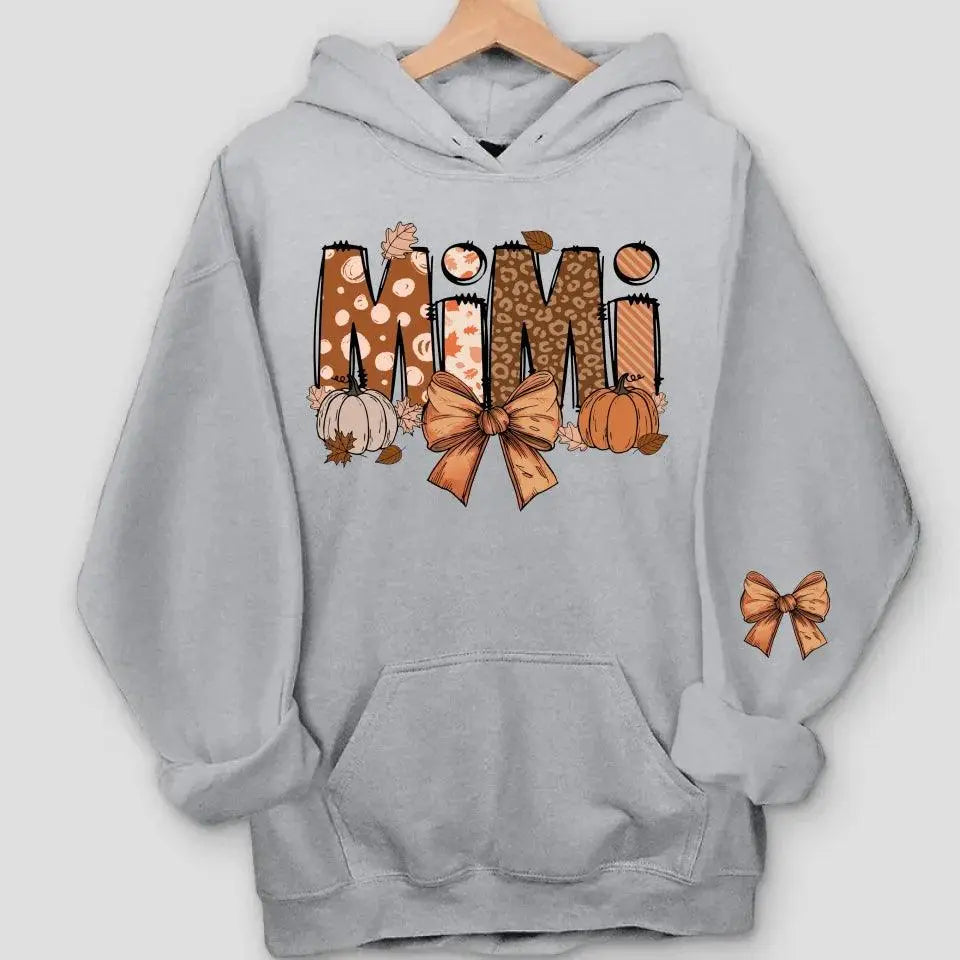 Custom Fall Nana, Mimi, Gigi Sweatshirt & Hoodie – Personalized with Grandchildren's Names on Sleeves Dreamship