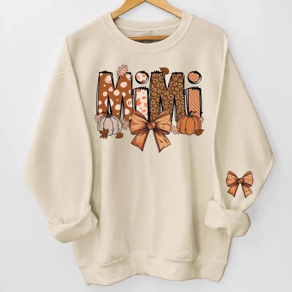 Custom Fall Nana, Mimi, Gigi Sweatshirt & Hoodie – Personalized with Grandchildren's Names on Sleeves