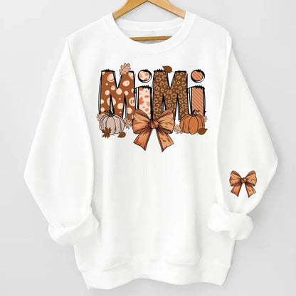 Custom Fall Nana, Mimi, Gigi Sweatshirt & Hoodie – Personalized with Grandchildren's Names on Sleeves