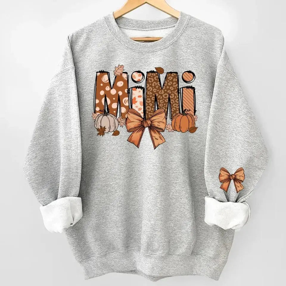 Custom Fall Nana, Mimi, Gigi Sweatshirt & Hoodie – Personalized with Grandchildren's Names on Sleeves Dreamship