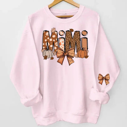 Custom Fall Nana, Mimi, Gigi Sweatshirt & Hoodie – Personalized with Grandchildren's Names on Sleeves