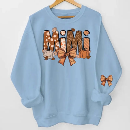 Custom Fall Nana, Mimi, Gigi Sweatshirt & Hoodie – Personalized with Grandchildren's Names on Sleeves