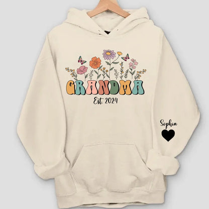 Personalize Floral Grandma Sweatshirt & Hoodie, Custom Mothers Day Sweatshirt - Gift For Grandma