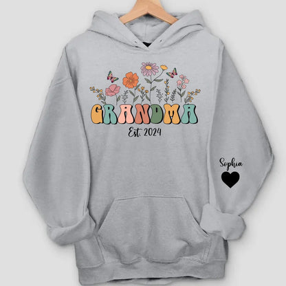 Personalize Floral Grandma Sweatshirt & Hoodie, Custom Mothers Day Sweatshirt - Gift For Grandma