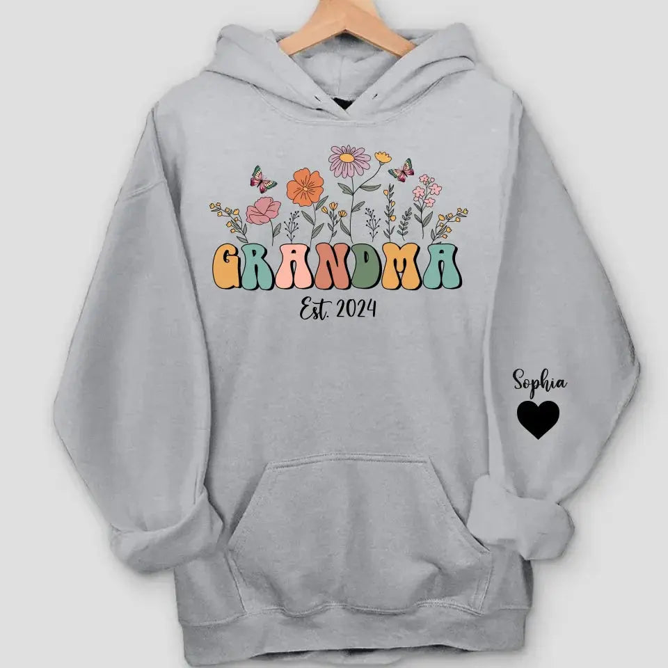 Personalize Floral Grandma Sweatshirt & Hoodie, Custom Mothers Day Sweatshirt - Gift For Grandma Dreamship