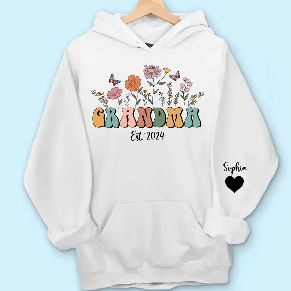 Personalize Floral Grandma Sweatshirt & Hoodie, Custom Mothers Day Sweatshirt - Gift For Grandma Dreamship