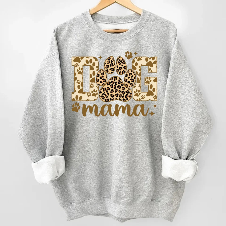 Proudly Wear Your Dog Mama Love - Leopard Sleeve Shirt with Custom Dog Names, Personalized Gift for Dog Moms and Dog Lovers