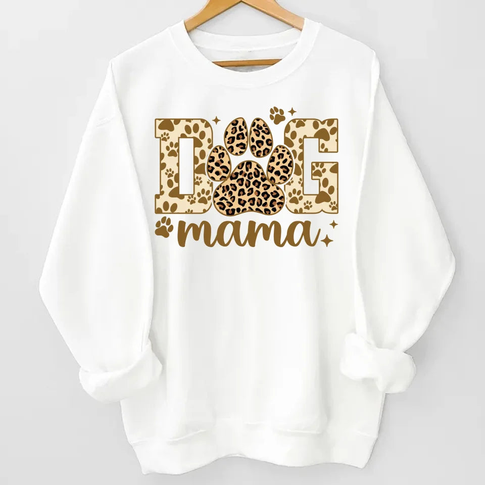 Proudly Wear Your Dog Mama Love - Leopard Sleeve Shirt with Custom Dog Names, Personalized Gift for Dog Moms and Dog Lovers