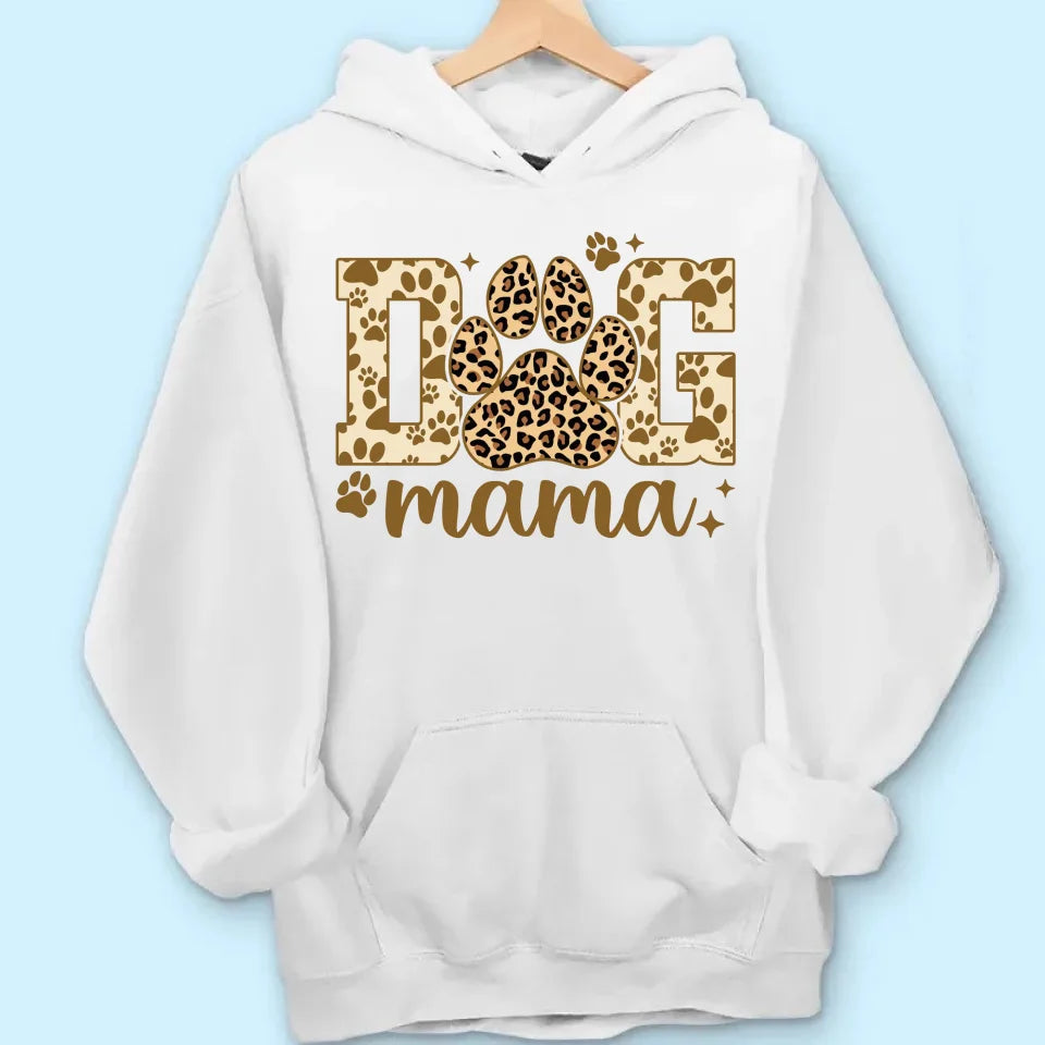 Proudly Wear Your Dog Mama Love - Leopard Sleeve Shirt with Custom Dog Names, Personalized Gift for Dog Moms and Dog Lovers