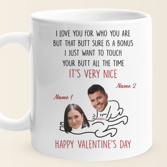 Love Served with Laughter - Custom Names & Faces Funny Couple Mug, Perfect Gift for Boyfriend or Girlfriend