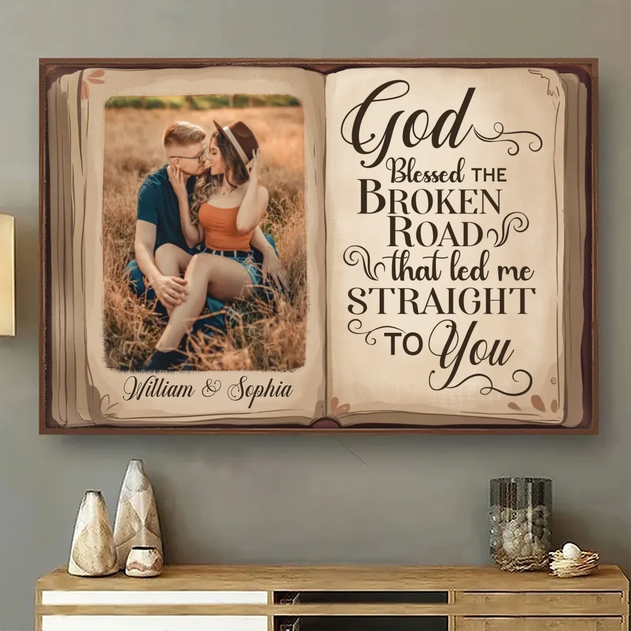 The Broken Road That Led Me Straight to You - Personalized Horizontal Photo Poster, Custom Gift for Couples