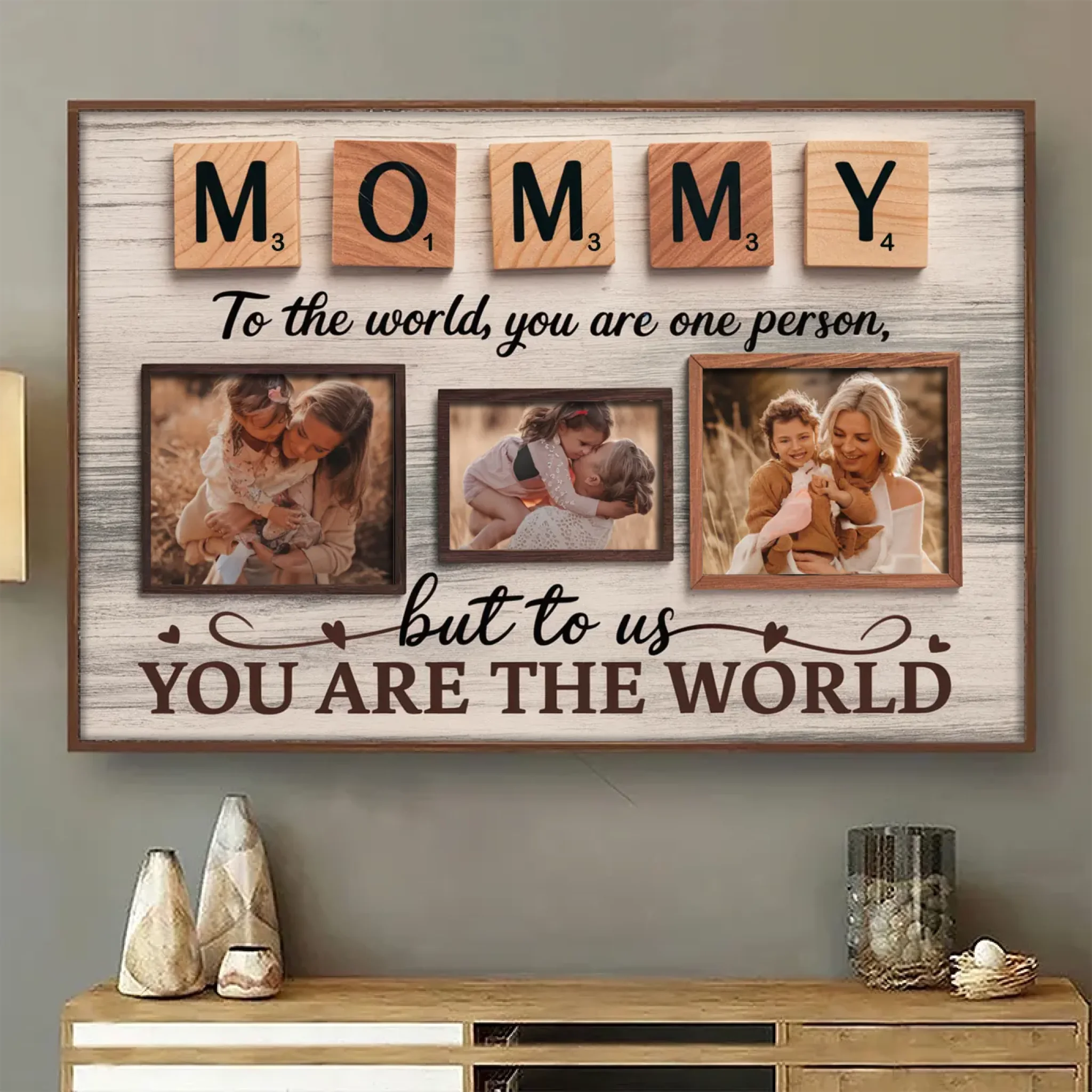Mom, You Are Our World - Personalized Custom Canvas, Thoughtful Mother’s Day Gift from Kids POSFEBMOM00325215