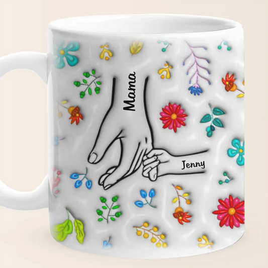 Family Love in Every Sip - Personalized 3D Inflated Effect Mug, Custom Gift for Mom & Grandma