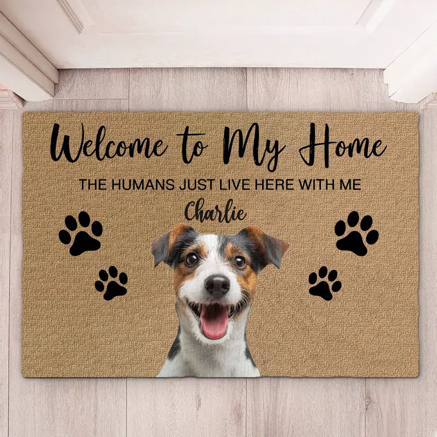 Welcome to My Home - Enter with a Smile - Funny Personalized Doormat with Custom Photo