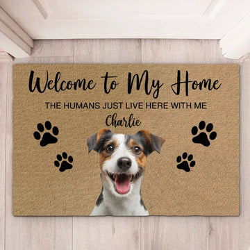 Welcome to My Home - Enter with a Smile - Funny Personalized Doormat with Custom Photo Ducon Space