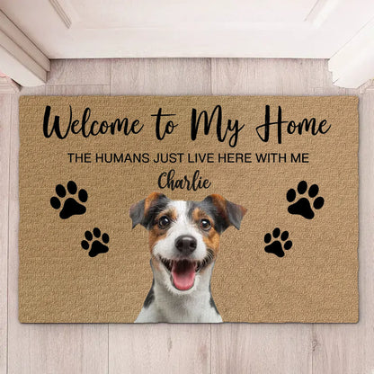 Welcome to My Home - Enter with a Smile - Funny Personalized Doormat with Custom Photo