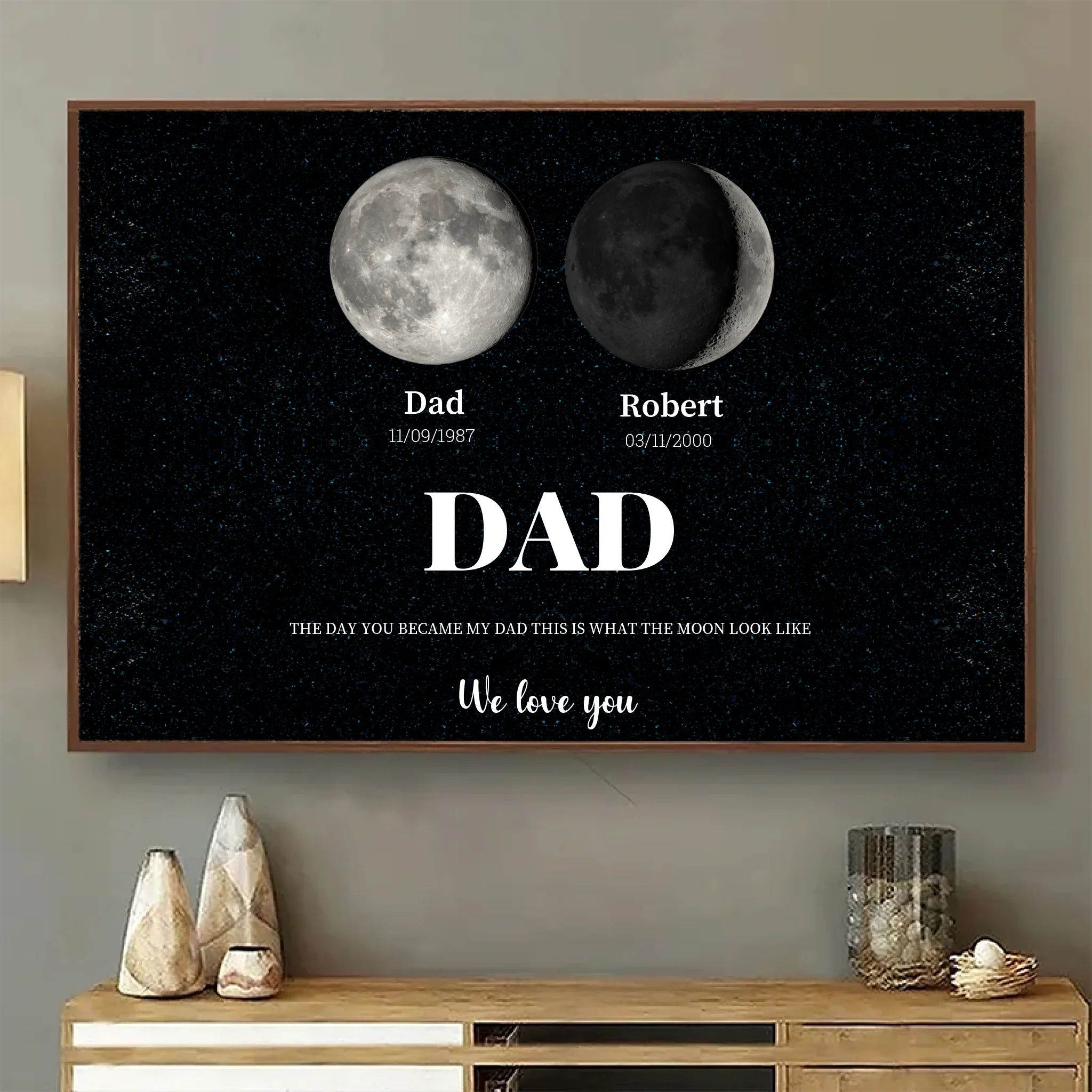 The Day You Became My Dad – Custom Moon Phase Poster, Personalized Father’s Day Gift to Celebrate a Special Moment