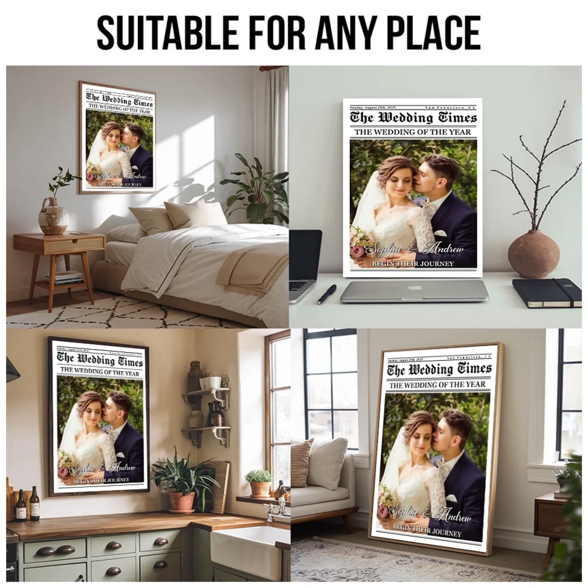 4. The Wedding Times – Custom Photo Vertical Poster, Personalized Christmas or Anniversary Gift for Husband and Wife, Perfect for First Christmas Together - POS-MAY25-019-HA