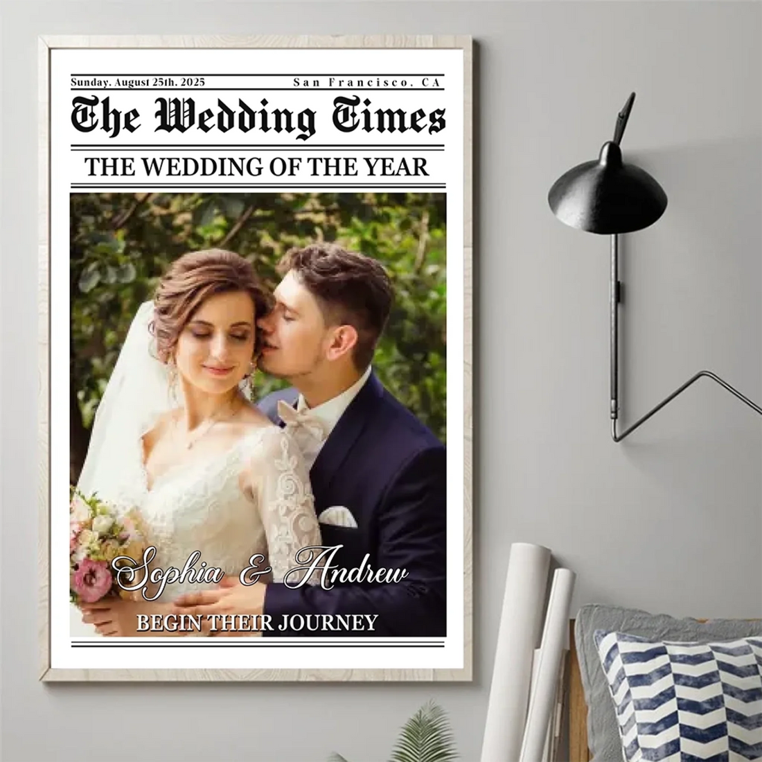 3. The Wedding Times – Custom Photo Vertical Poster, Personalized Christmas or Anniversary Gift for Husband and Wife, Perfect for First Christmas Together - POS-MAY25-019-HA