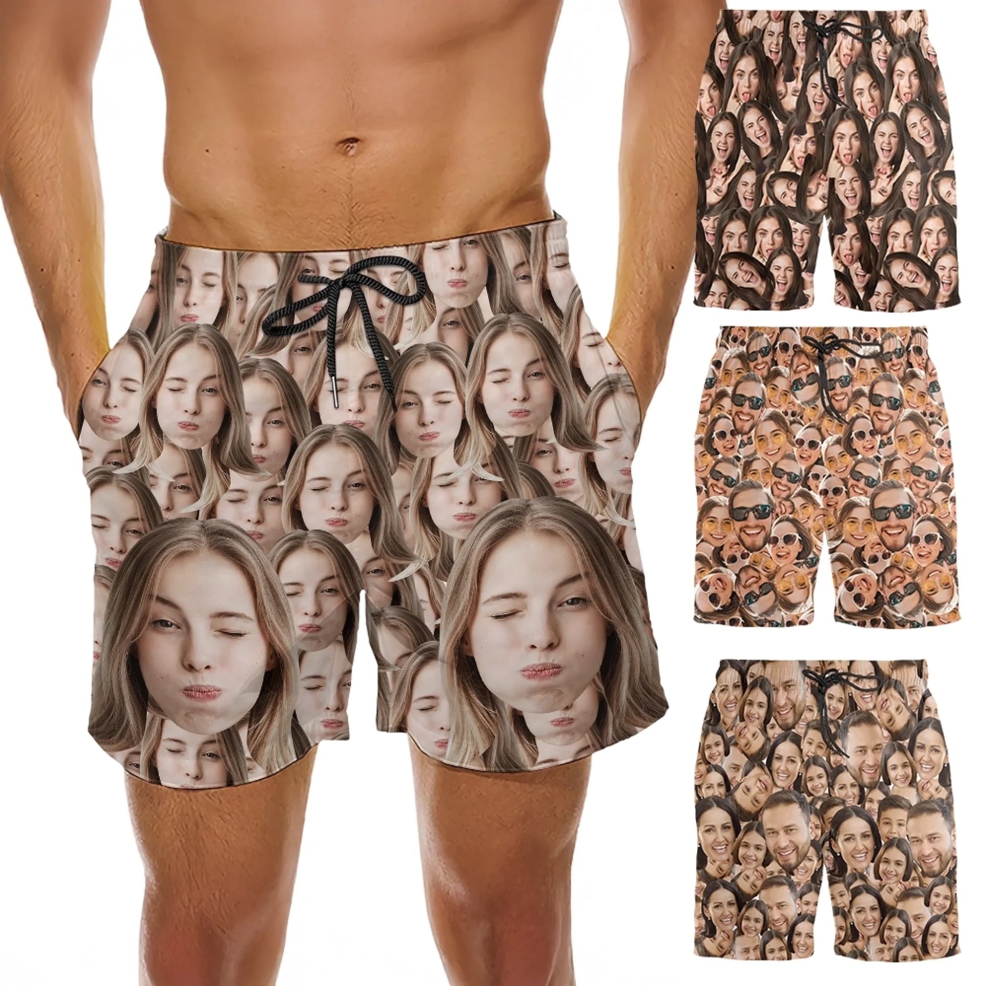 Summer Vibes with Your Face – Personalized Beach Shorts, Funny Gift for Men & Women