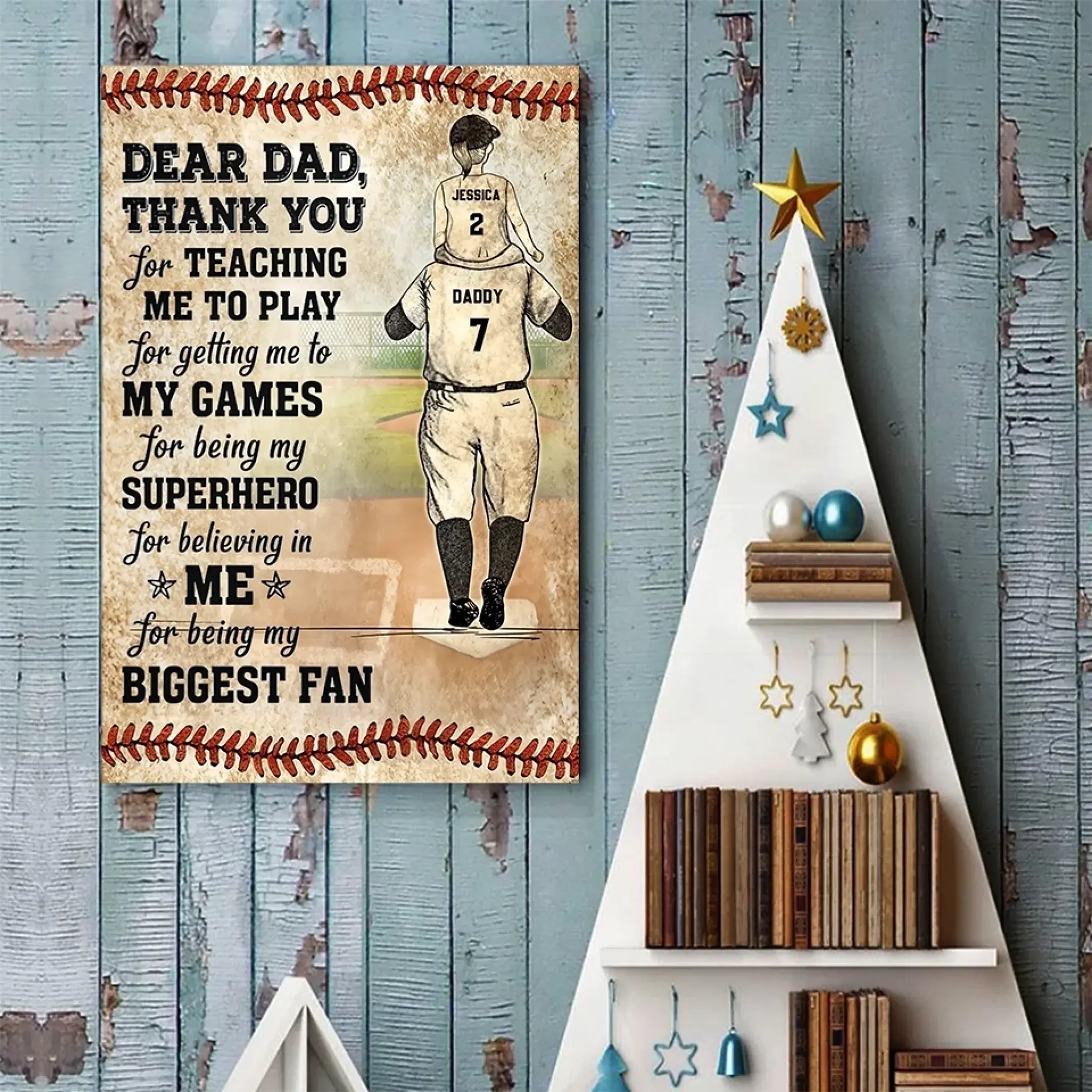 2. Thank You, Dad – Personalized Baseball Poster – Custom Gift from Child to Father - POS-MAY25-027-HA
