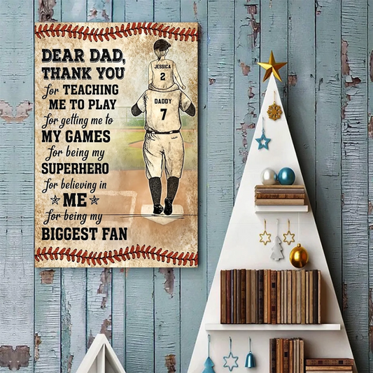 2. Thank You, Dad – Personalized Baseball Poster – Custom Gift from Child to Father - POS-MAY25-027-HA