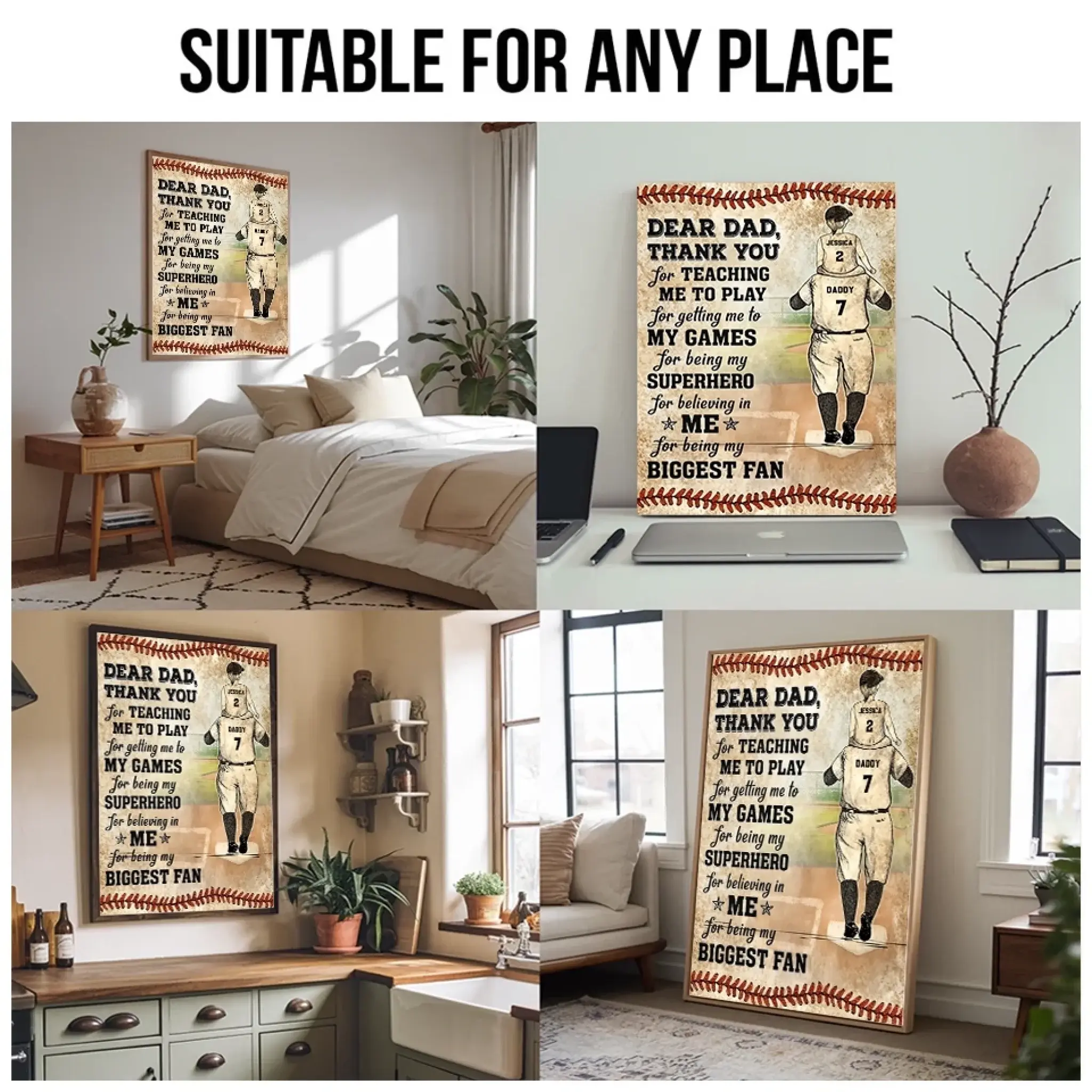 3. Thank You, Dad – Personalized Baseball Poster – Custom Gift from Child to Father - POS-MAY25-027-HA