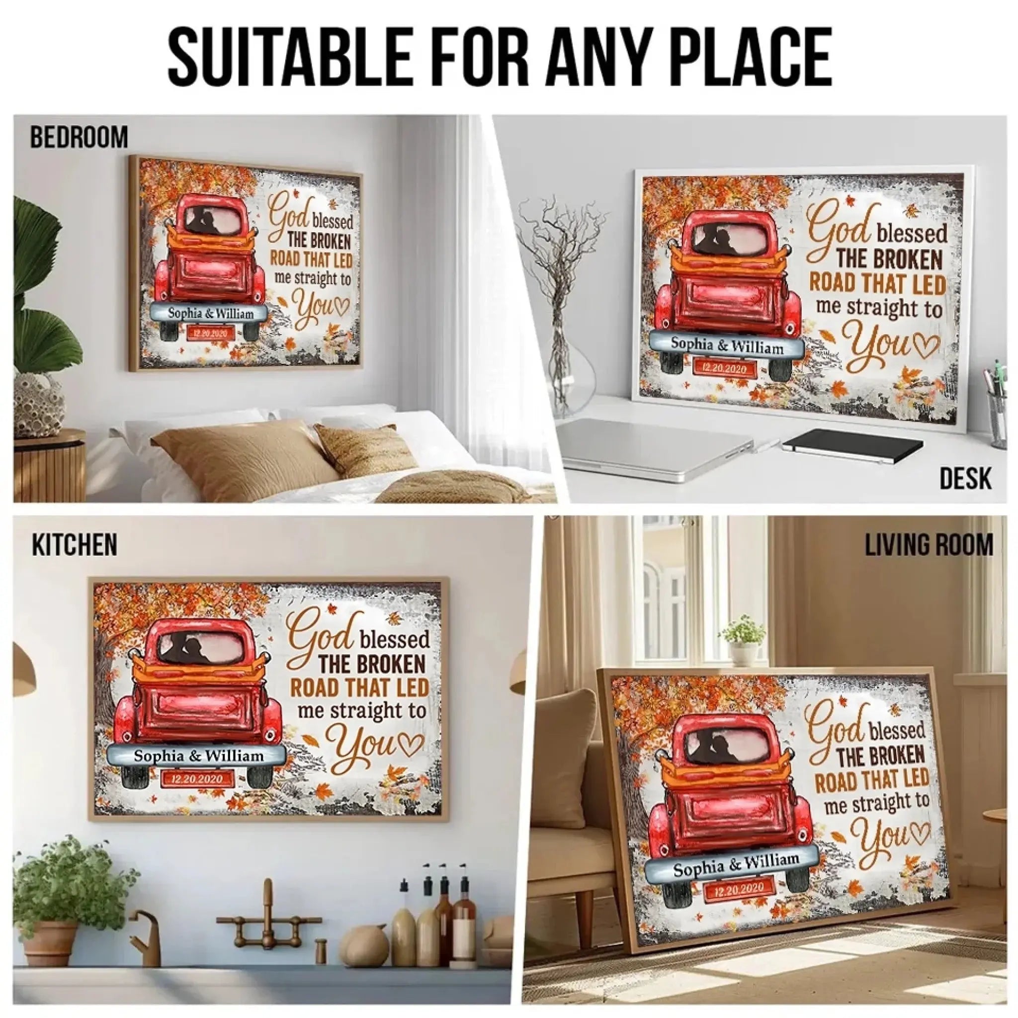 4. God Blessed the Broken Road – Personalized Fall Poster – Wedding & Anniversary Gift for Couples - POS-MAY25-025-HA