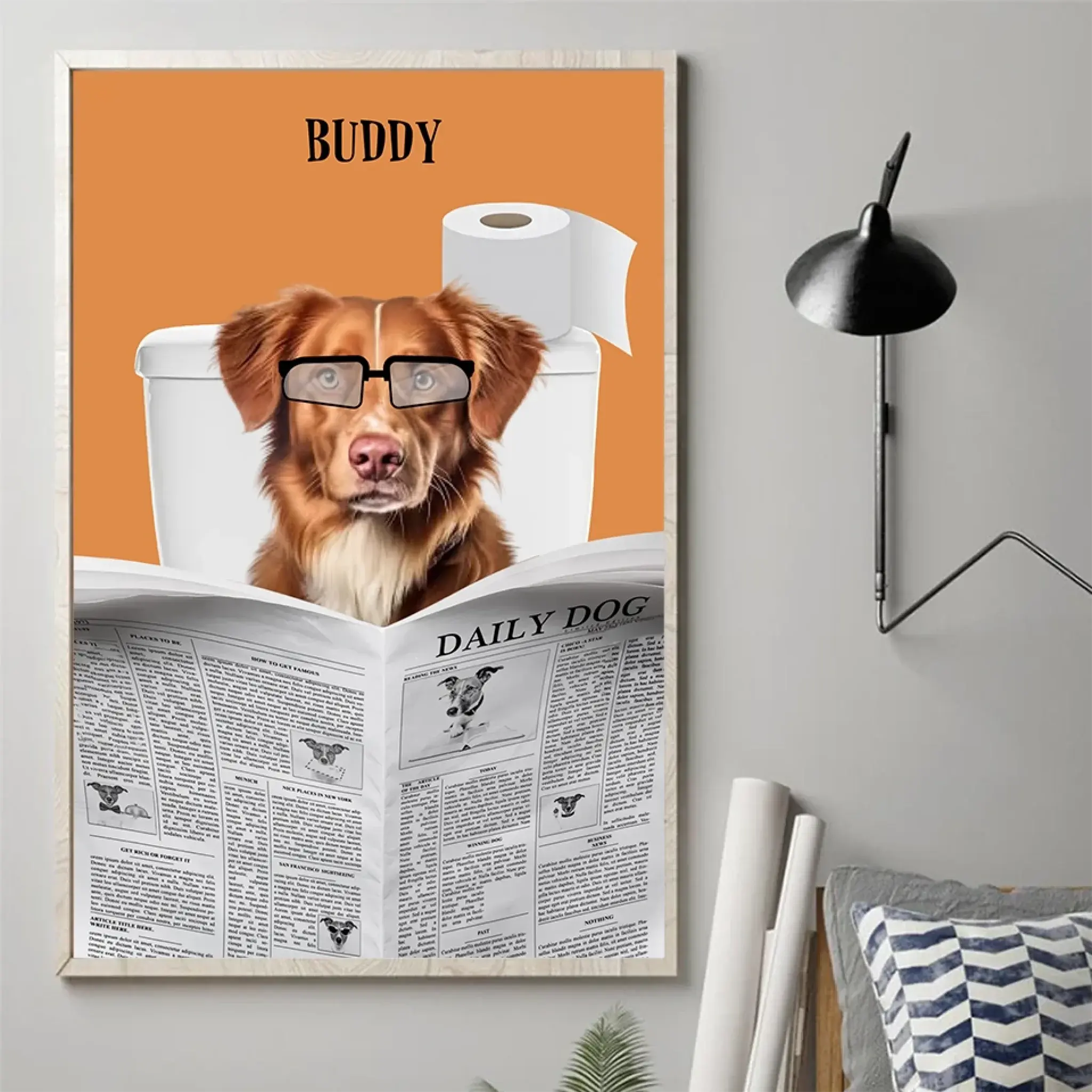 1. Dog Caught Reading the News – Personalized Poster – Funny Custom Gift for Dog Lovers - POS-MAY25-028-HA