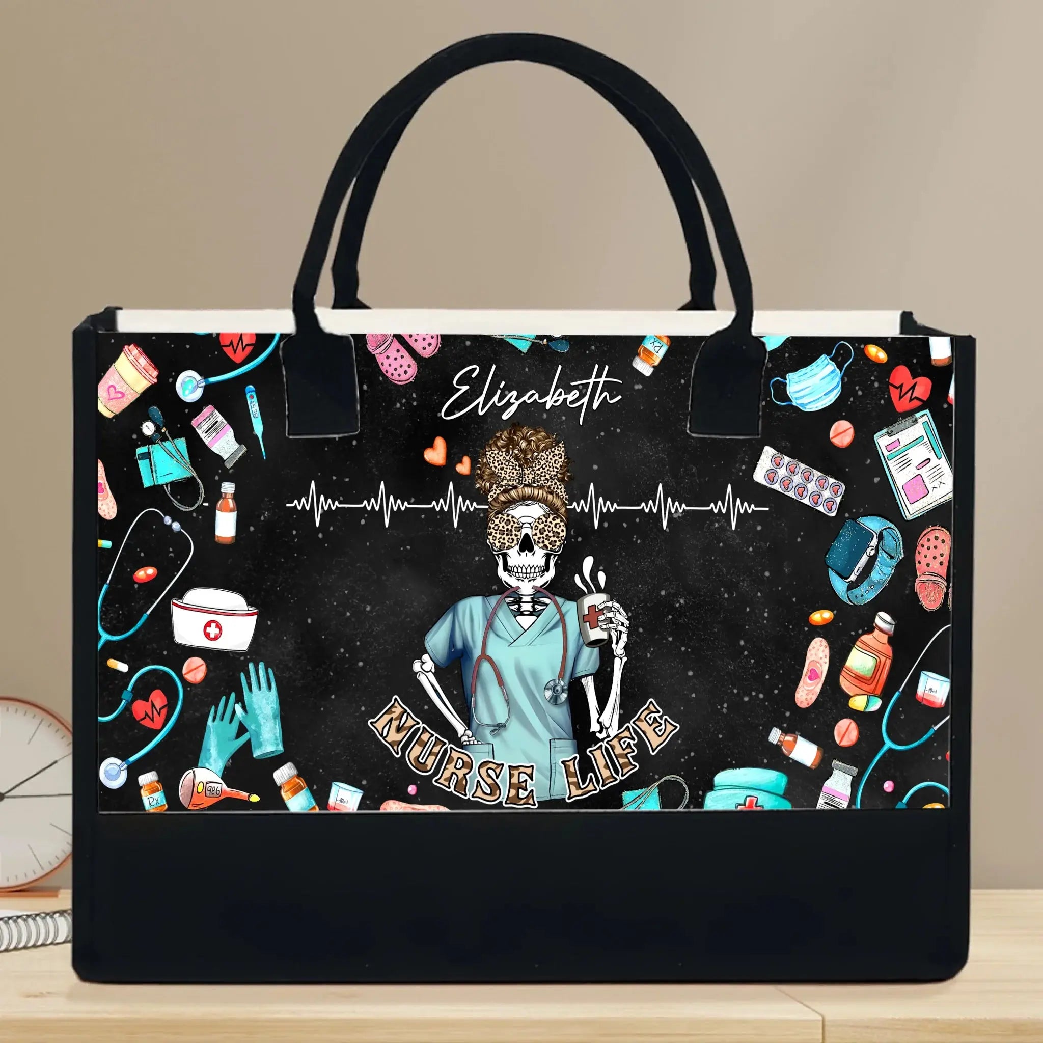 Front view of 'Just A Girl Who Loves Flamingos' canvas tote bag