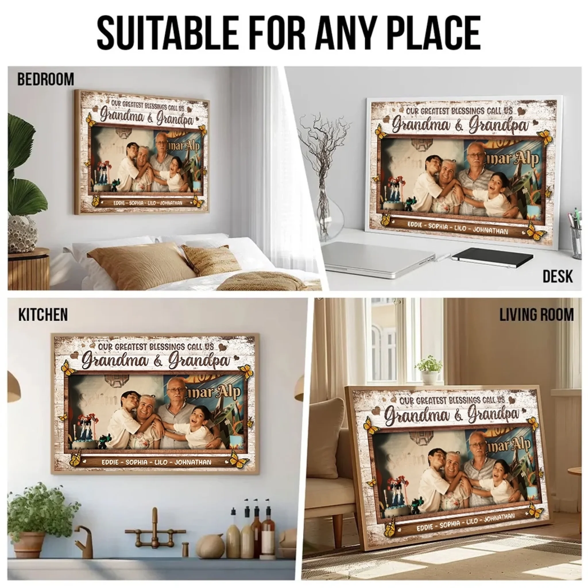 5. Grandkids Make Life More Grand – Personalized Horizontal Poster with Photo Upload, Heartfelt Gift for Grandparents - POS-MAY25-015-HA