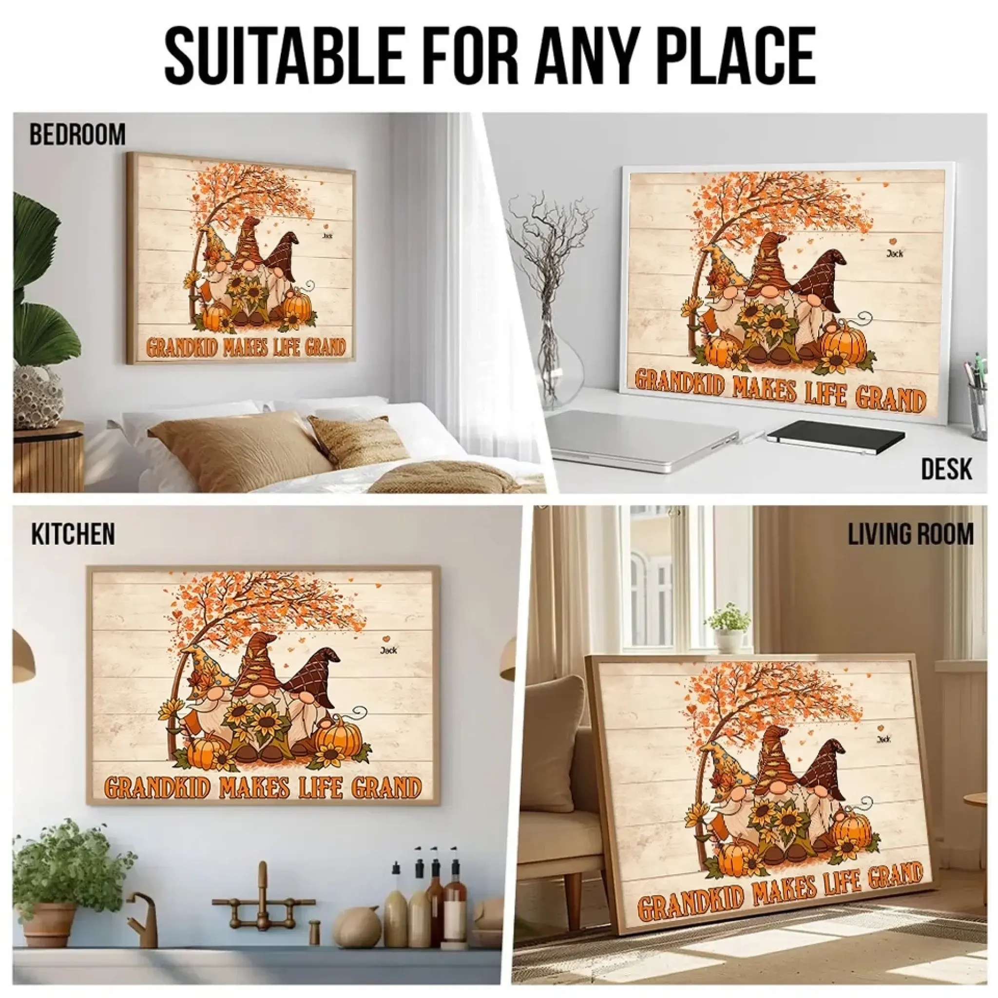 5. Grandkids Make Life Grand – Personalized Horizontal Poster, Custom Gift for Grandma and Grandpa - POS-MAY25-014-HA