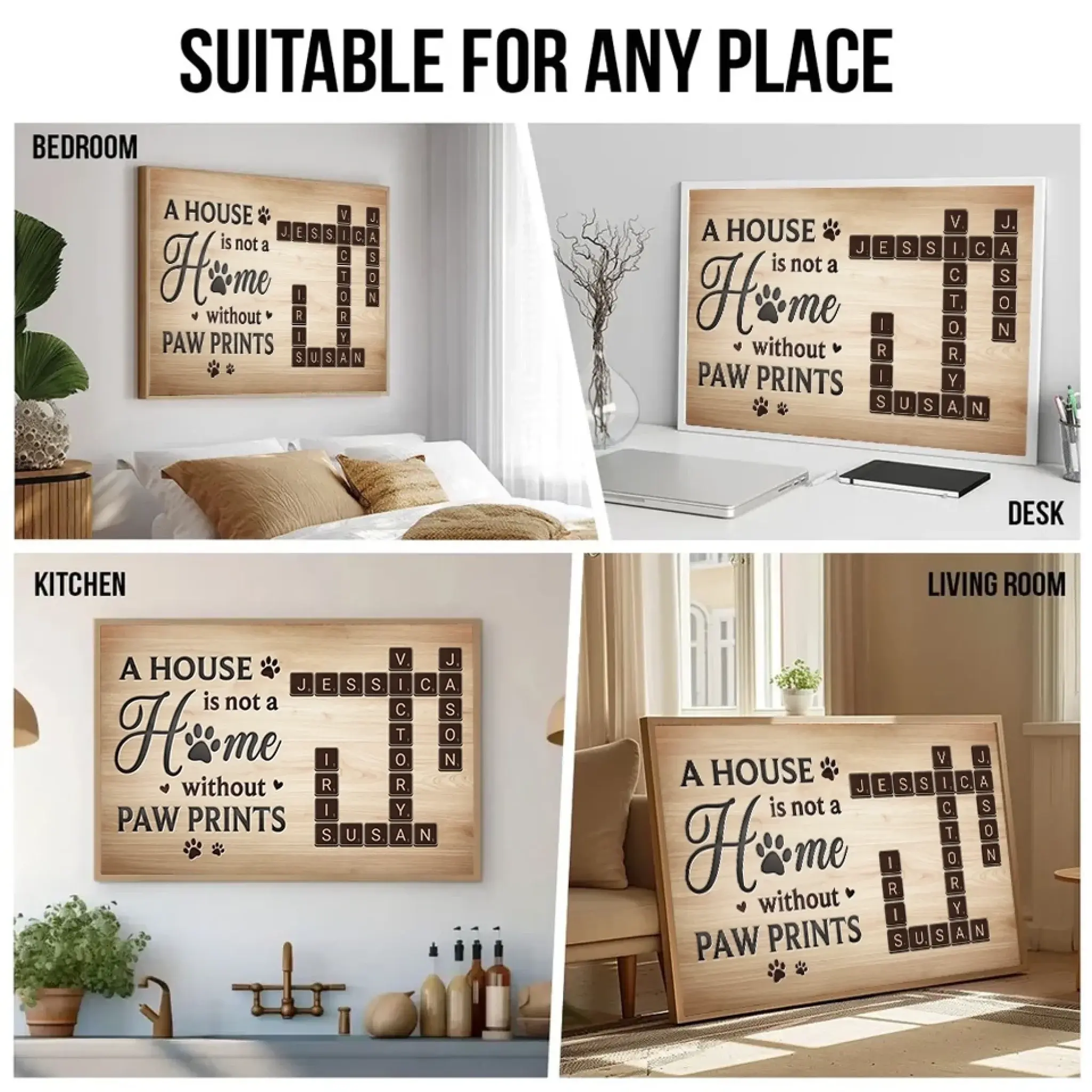 4. Where Paws Roam, Love Is Always Home – Memorial Personalized Horizontal Poster, Sympathy Gift for Pet Owners and Animal Lovers - POS-MAY25-001-HA