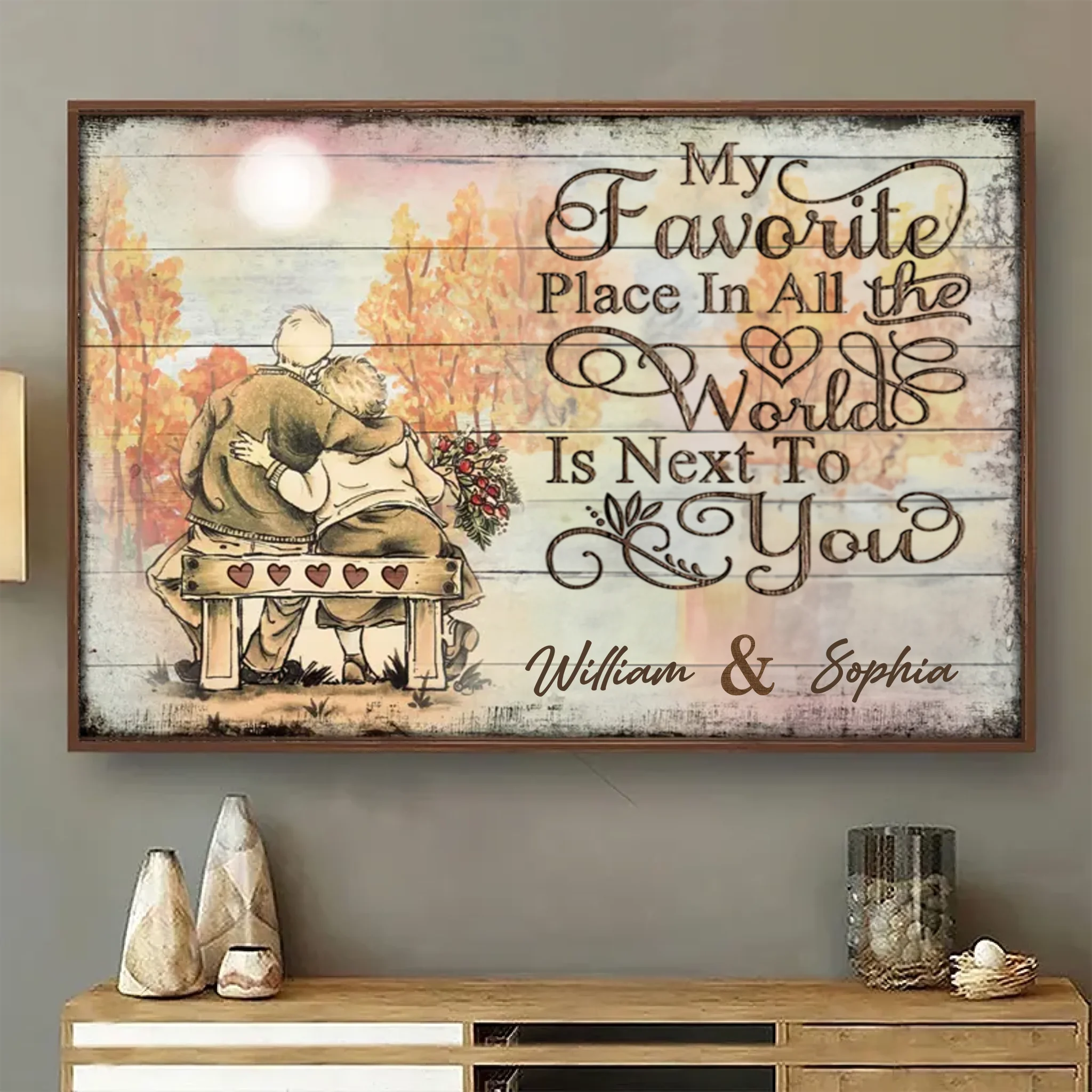 My Favourite Place Is Right Next to You – Personalized Horizontal Poster, Custom Gift for Couples or Loved Ones - POS-MAY25-008-HA