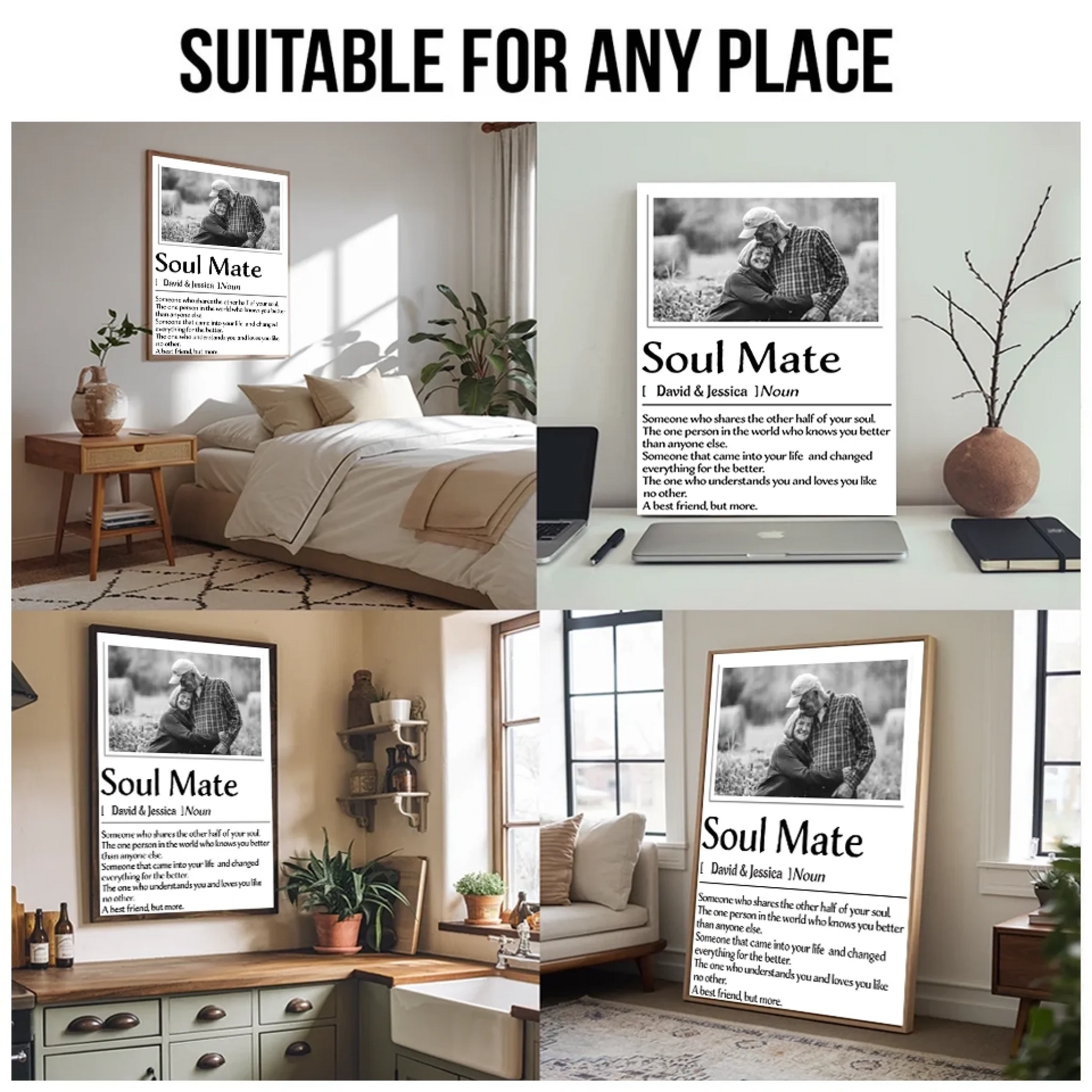 3. Soul Mate, Always and Forever – Custom Photo Couple Poster, Personalized Romantic Gift for Husband and Wife