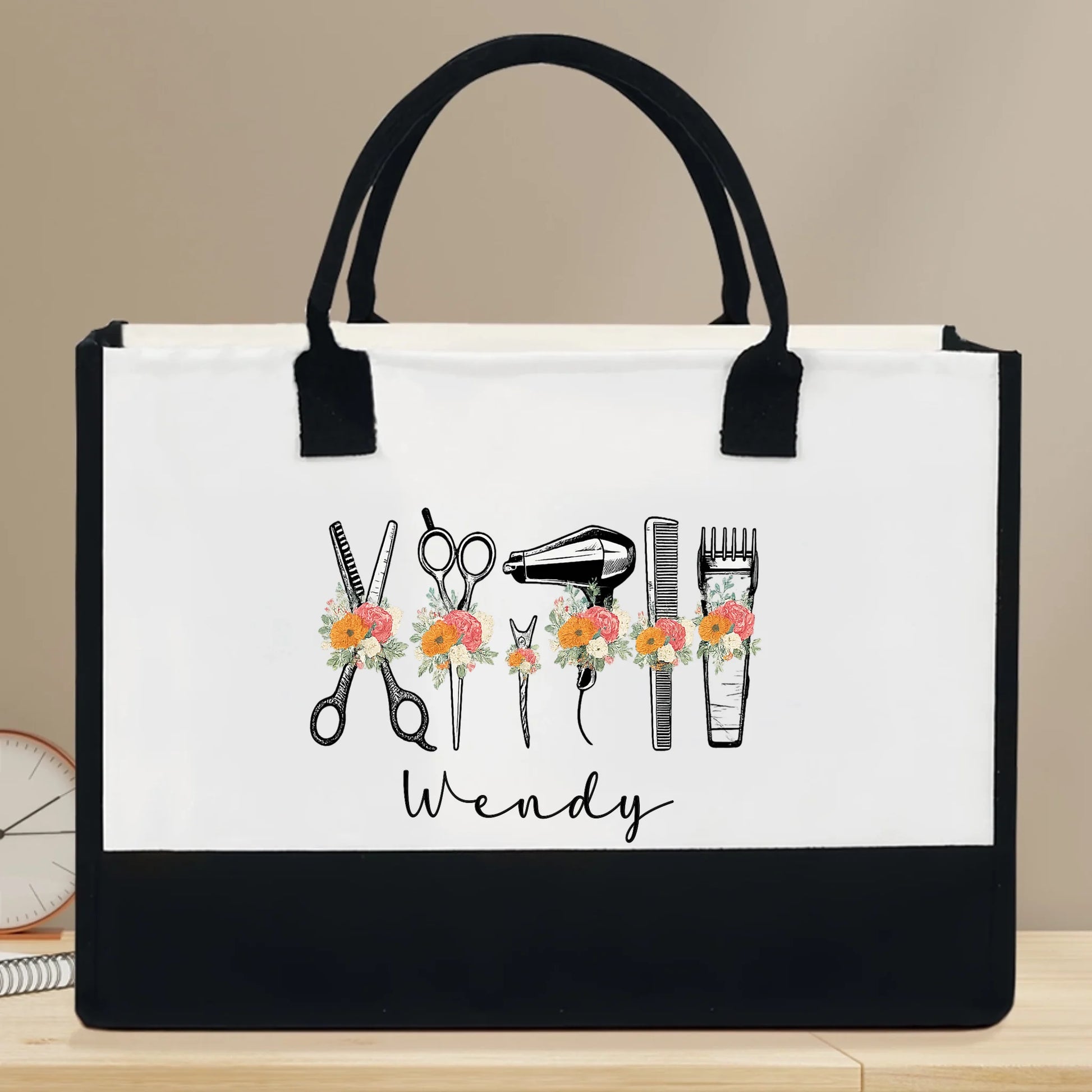 Front view of 'Just A Girl Who Loves Flamingos' canvas tote bag